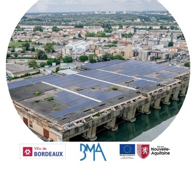Toiture solaire de la base sous-marine de Bordeaux, projet en autoconsommation collective avec vente d’énergie locale.